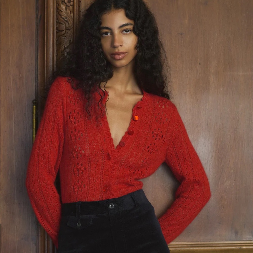 Doen Cosette cardigan, size small, red